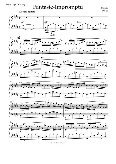 Frederic Chopin Fantaisie Impromptu In C Sharp Minor Op 66 琴譜pdf ショパン