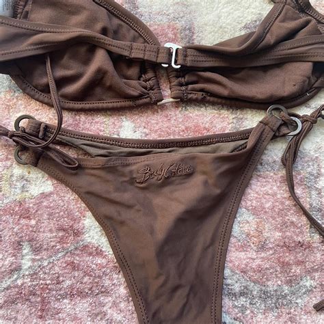 Vintage Skimpy Brown Tie Bikini Bikini Depop
