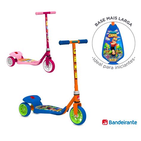 Patinete De Crianças - Patinete Infantil 3 Rodas Bandeirante Game Para Crianças Colorido ...