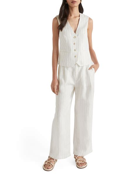 Seed Heritage Linen Stripe Waistcoat David Jones