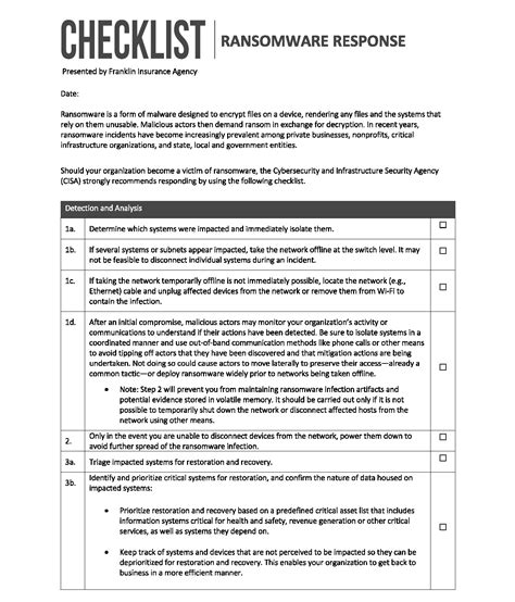 Ransomware Checklist