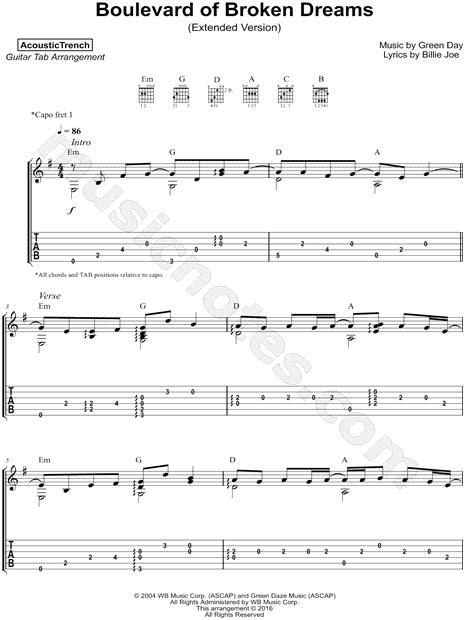 guitar chords  boulevard  broken dreams
