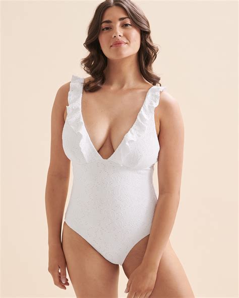 Sea Level Interlace Frill One Piece Swimsuit White Bikini Village