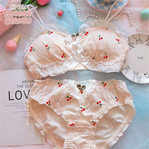 Cherry Cream Lingerie Bra Undergarment Set Momogamu Japanese Cute X Kawaii Lingerie Shopee