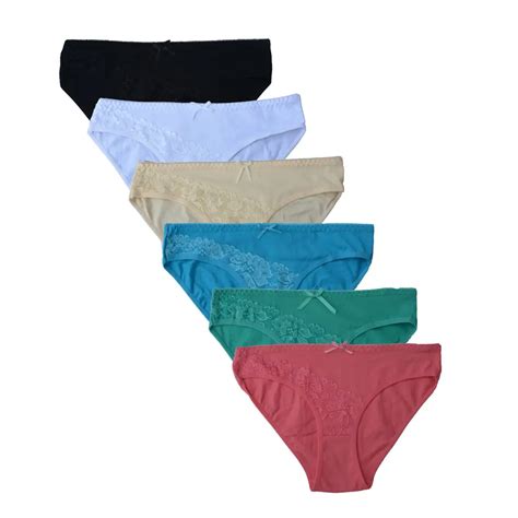 Loloisis Lot 6 Pcs Woman Underwear Womens Cotton Briefs Solid Cute Bow Low Rise Sexy Lace