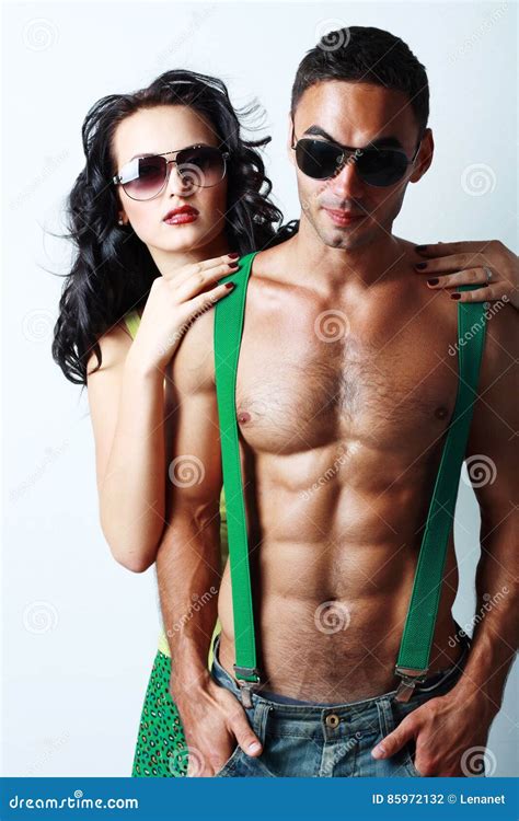 Brunette Woman And Topless Man Stock Photo Image Of Body Girl