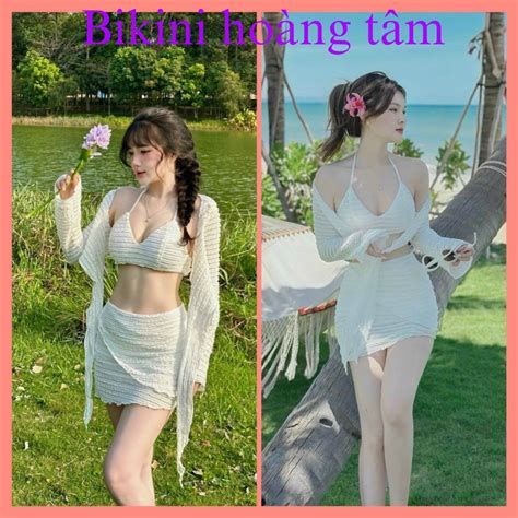 Đồ bơi bikini đi biển Xốp bốn món tay dài áo bra sang chảnh món bra tay dài Shopee Việt Nam