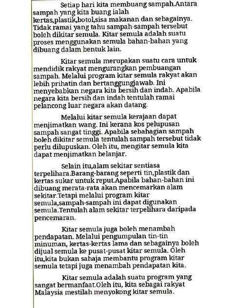 karangan upsr kebaikan kitar semula