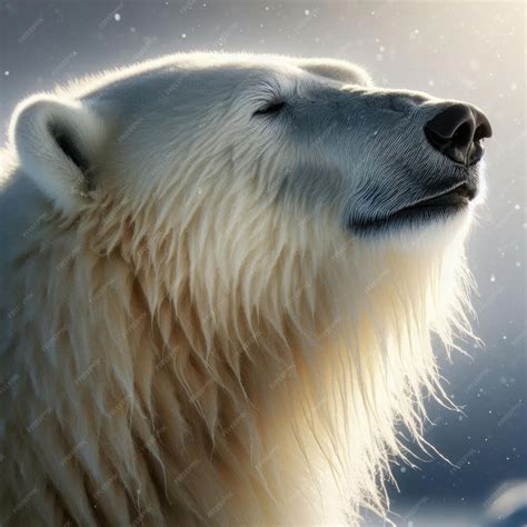 premium photo  polar bear   white fur   black background