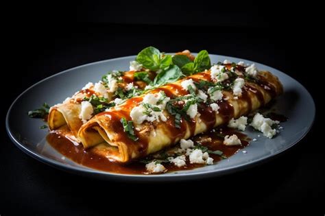 Premium Photo Spinach And Ricotta Enchiladas With Tomato Basil Sauce