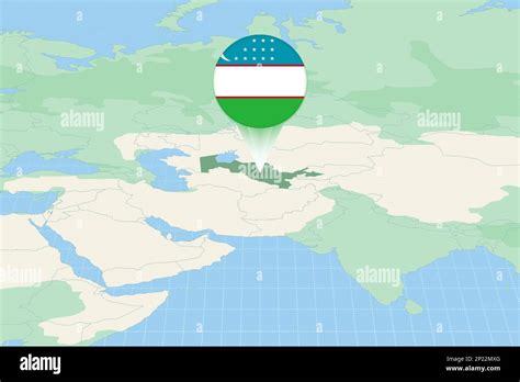 Map Illustration Of Uzbekistan With The Flag Cartographic Illustration