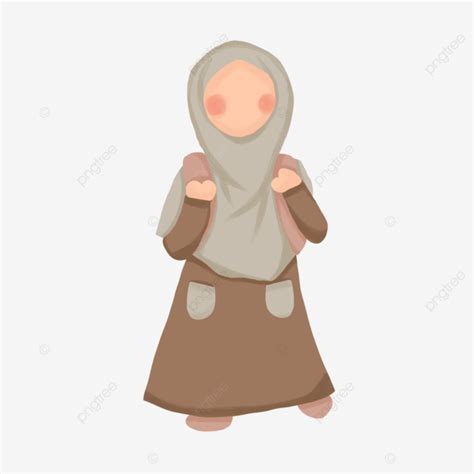 Ilustração Dos Desenhos Animados De Hijab De Menina Muçulmana De Volta