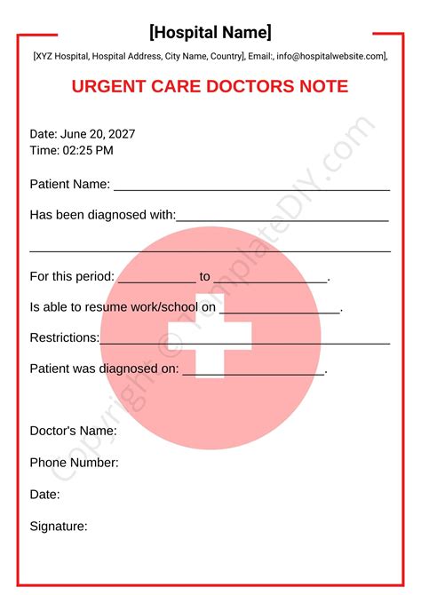 Urgent Care Doctors Note Template Printable Pdf And Word Instant