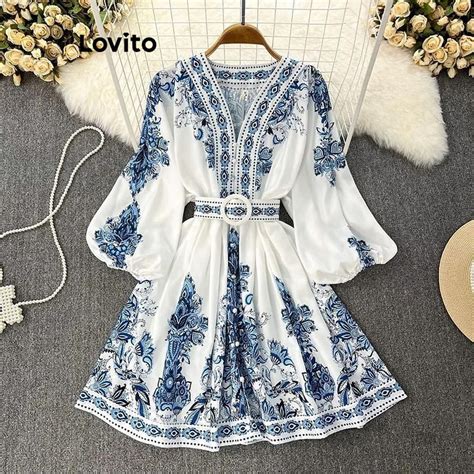 Lovito Boho Tribal Print Geometric Dress For Women LNL60113 Shopee