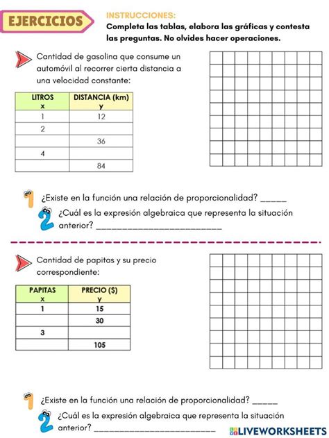 Actividad De Inicio Funciones De Proporcionalidad Directa Worksheet