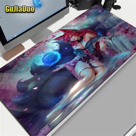 Ahri League Of Legends Gamer Sexy Mange Mouse Pad Xxl Laptop Play Mat Gaming Room Accessories