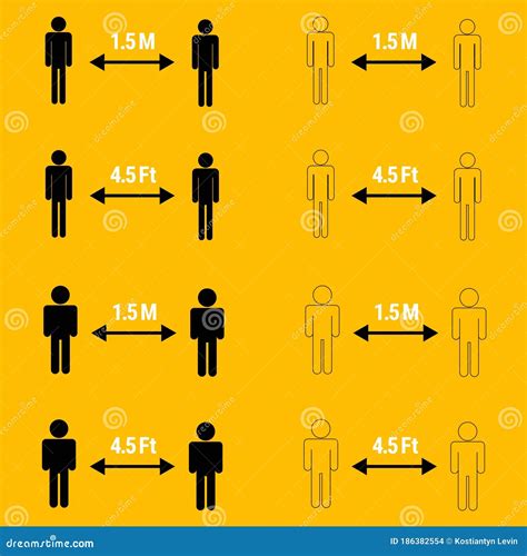 Social Distancing Icons. 1m, 3 Feet Stock Vector - Illustration of feet