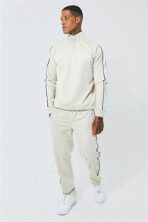 Mens Homme Side Panel Tricot Funnel Neck Tracksuit Boohoo Uk