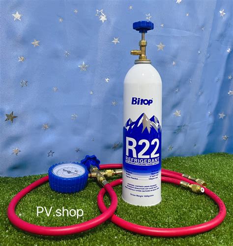 น้ำยาแอร์ R22 ยี่ห้อbitopชุดพร้อมใช้งานประกอบด้วยน้ำยาแอร์r221