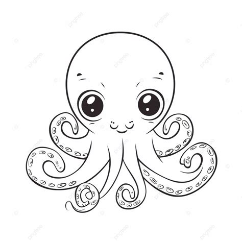 Gambar Halaman Mewarna Haiwan Sotong Kecil Yang Comel Garis Besar