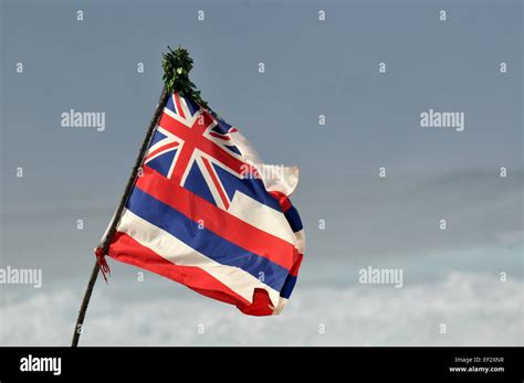 Hawaiian Flag North Shore Oahu Hawaii Stock Photo Alamy