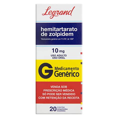 Hemitartarato De Zolpidem 10mg Legrand Caixa 20 Comprimidos Revestidos