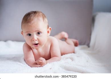 Cute Baby Playing On Couch Naked Stock Photo 385479208 Shutterstock