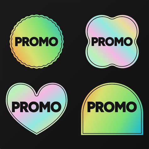 Premium Vector Holographic Promo Template Stiker Vector Illustration Set