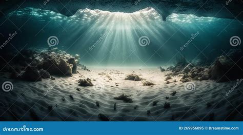 Underwater Scene Of The Deep Ocean Floor Generative Ai Stock