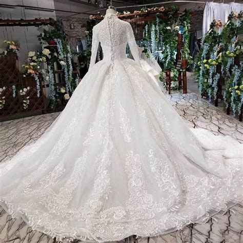 Luxury Muslim Wedding Dress With Long Sleeves High Neck Lace Etsy