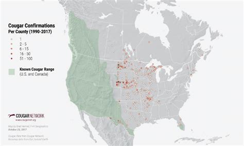 6 Confirmed Locations Of Puma Concolor By County Or Canadian