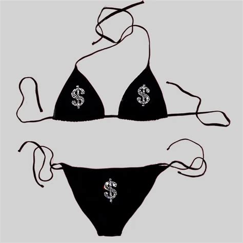Ba Ador Sexy Con Diamantes De Imitaci N Para Mujer Conjunto De Bikini De Banda Ostentoso