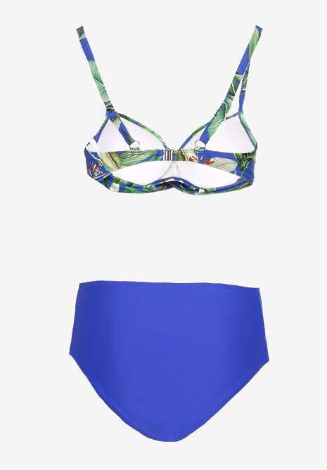 Niebieskie Bikini Biustonosz w Liście i Majtki Figi z Siateczkowymi Wstawkami Kinalea Renee