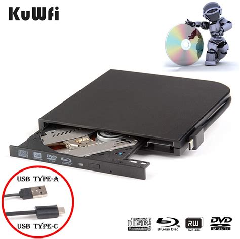 External Blu Ray DVD Drive KuWFi Player for Laptop USB3.0 Type-A & Type ...