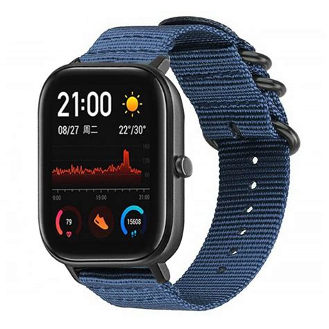 Xiaomi Amazfit GTS Nylon Schnallenarmband Blau Smartwatcharmbaender De