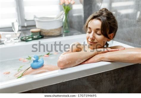 Portrait Beautiful Naked Woman Lying Bathtube Stock Photo 1707194695 Shutterstock