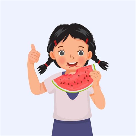 Baby Girl Eating Watermelon Clipart