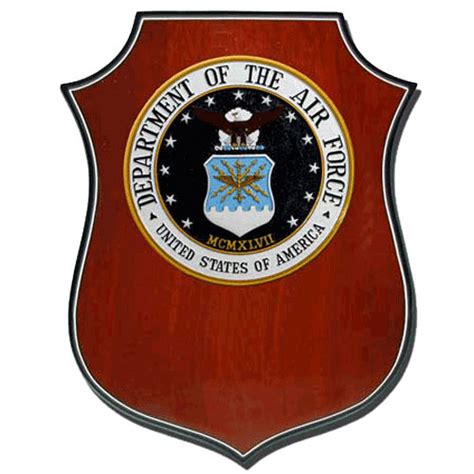 air force usaf seal shield shaped award wooden plaque