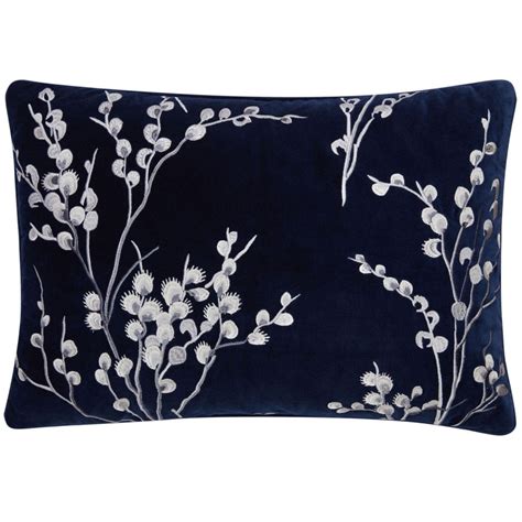 Laura Ashley Embroidered Cushion Pussy Willow Midnight The Cushion Shop