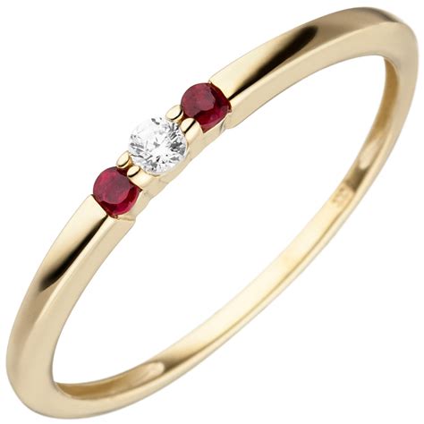 Juwelier Gr Tzmacher Damen Ring Schmal Gold Gelbgold Rubine