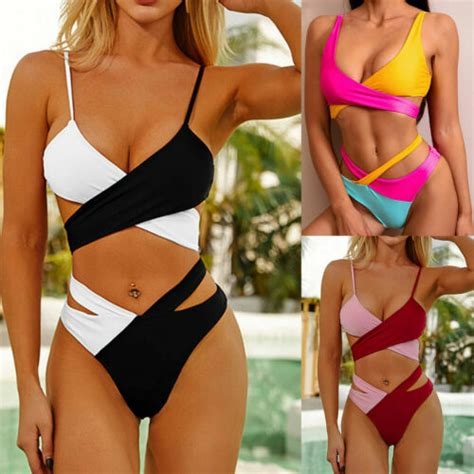 Women Lady Bandage Push Up Padded Bra Bikini Set Swimsuit Beach Bathing Swimwear EBay