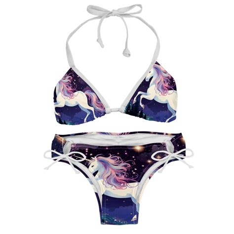 Starry Unicorn Women S Swimwear Bikini Set With Detachable Sponge And Adjustable Strap Two