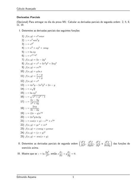 Pdf Exercícios Derivadas Parciais Dokumen Tips