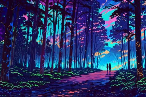 Spooky night in forest | Premium AI-generated vector