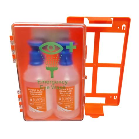 Eye Wash Station Wall Mountable With 2 X 500ml Eye Wash Saline Bottles