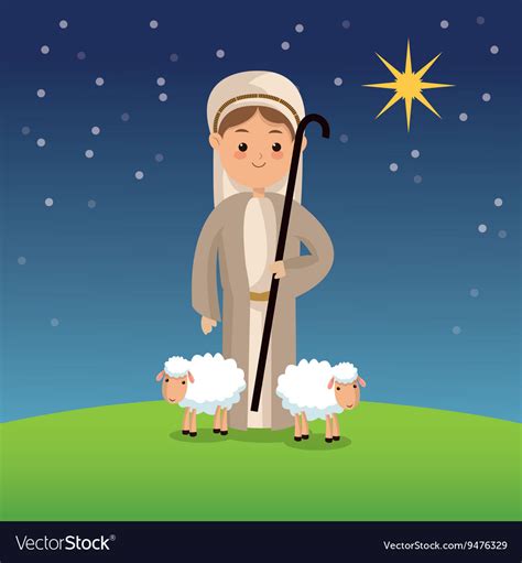 Shepherd icon Merry Christmas design Royalty Free Vector