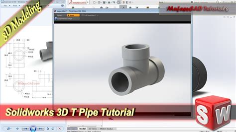 Solidworks Design 3D T Pipe Modeling Tutorial YouTube