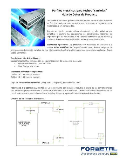 Pdf Perfiles Met Licos Para Techos Carriolas Hoja De Datos