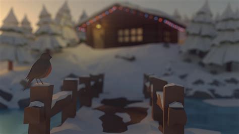 Low Poly Christmas Cabin 7680x4320 Rblender