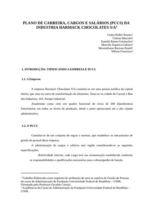 Plano de Cargos e Salários - Final - PLANO DE CARREIRA, CARGOS E